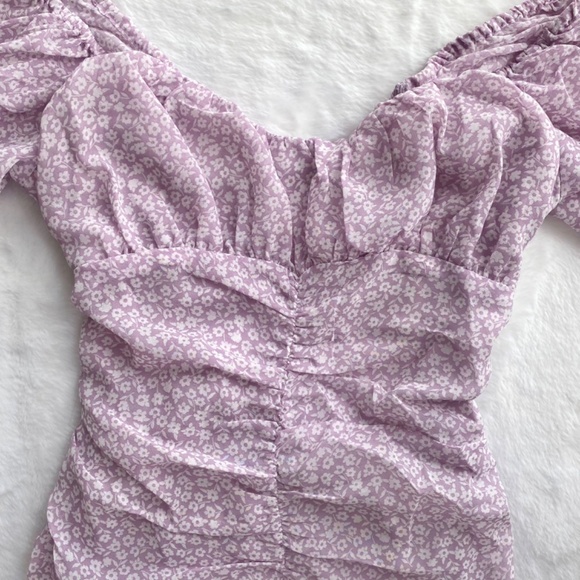 NWT Red Dress Boutique Purple Puff Sleeve Dress w/ Lace Up Open Back - Picture 9 of 16